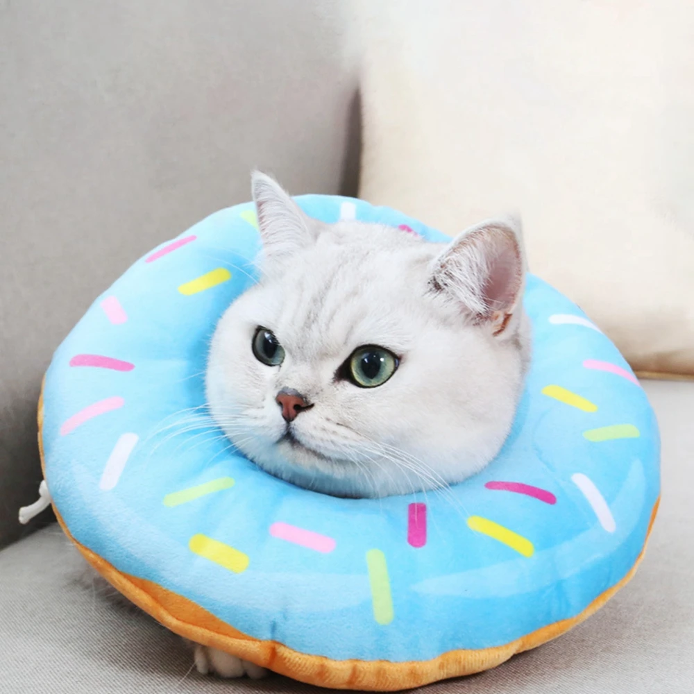 Pet Cat Donut Headgear Elizabeth Pet Protection Collars Recovery Cone Adjustable Cotton Blends Neck Prevent Bite Protection Coll