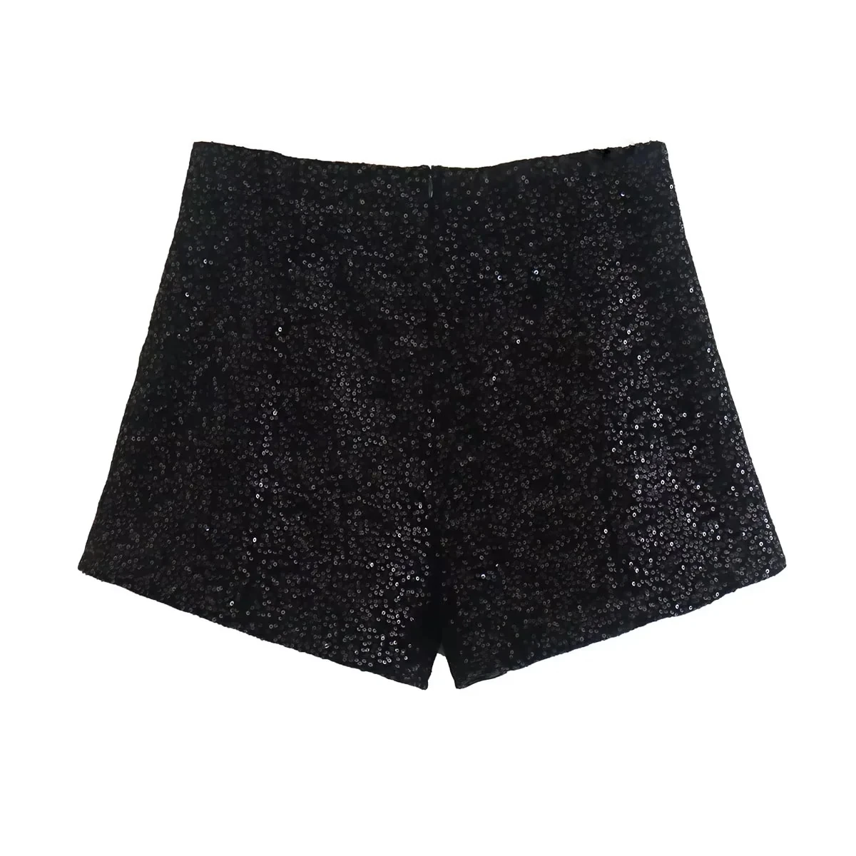 Description Picture 3 of itemXNWMNZ Women Fashion Sequins Velvet Shorts Woman High Waist Pleated Back Zipper Party Female Chic Shorts