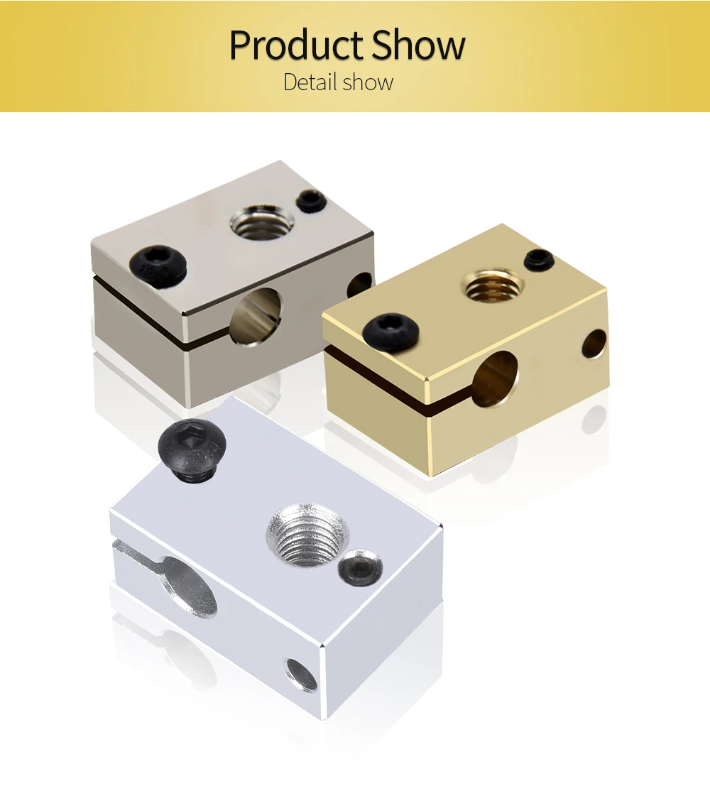 Description Picture 6 of itemV6 Heater Block Aluminium Brass Copper Plated Heating Blocks For E3D V6 PT100 J-head Hotend Heaterblock 3D Printer Parts