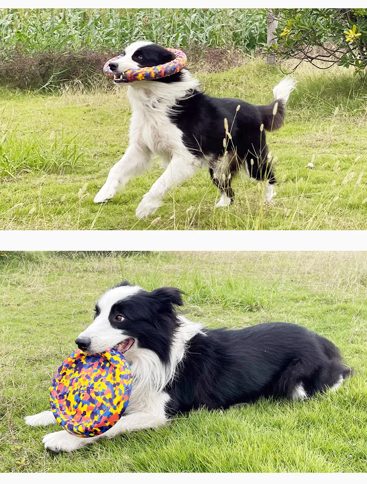 Description Picture 2 of itemDog Toys Interactive Training Ring Puller Ball Resistant Flying Disk Puppy Chew Toy Pet Floating Disc for Aggressive Chewer Bite