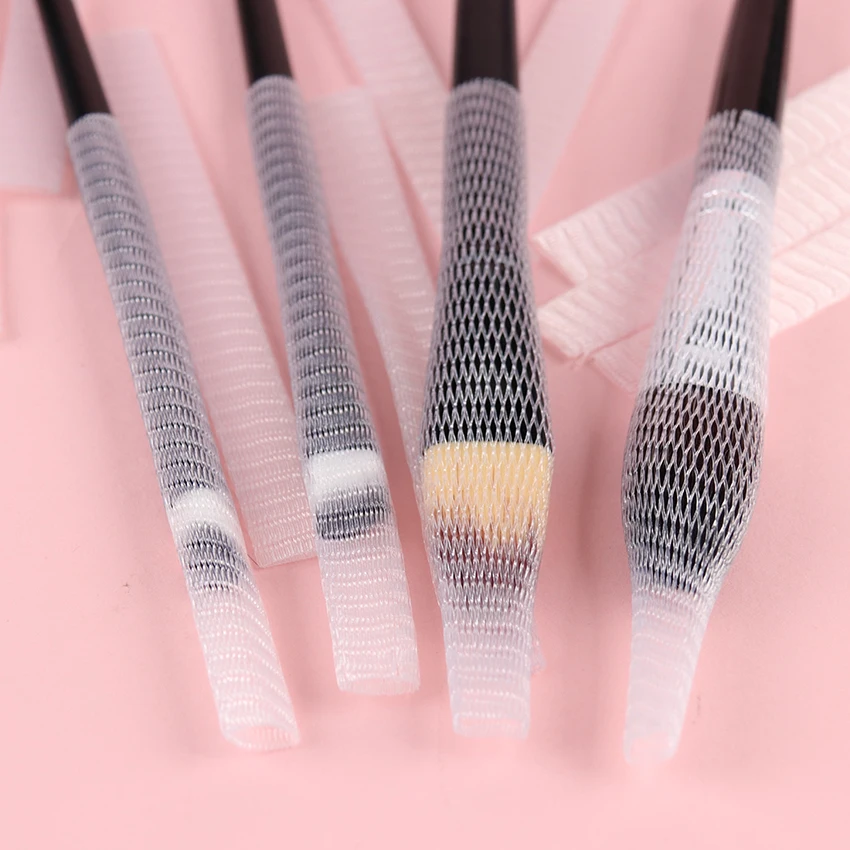 20PCS Makeup Brushes Mesh Protectors Cover Beauty Elastic Mesh Protector Makeup Cosmetics Brush Pen Cover