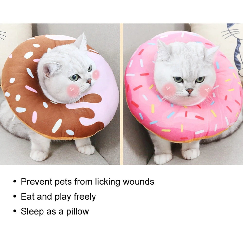 Pet Cat Donut Headgear Elizabeth Pet Protection Collars Recovery Cone Adjustable Cotton Blends Neck Prevent Bite Protection Coll