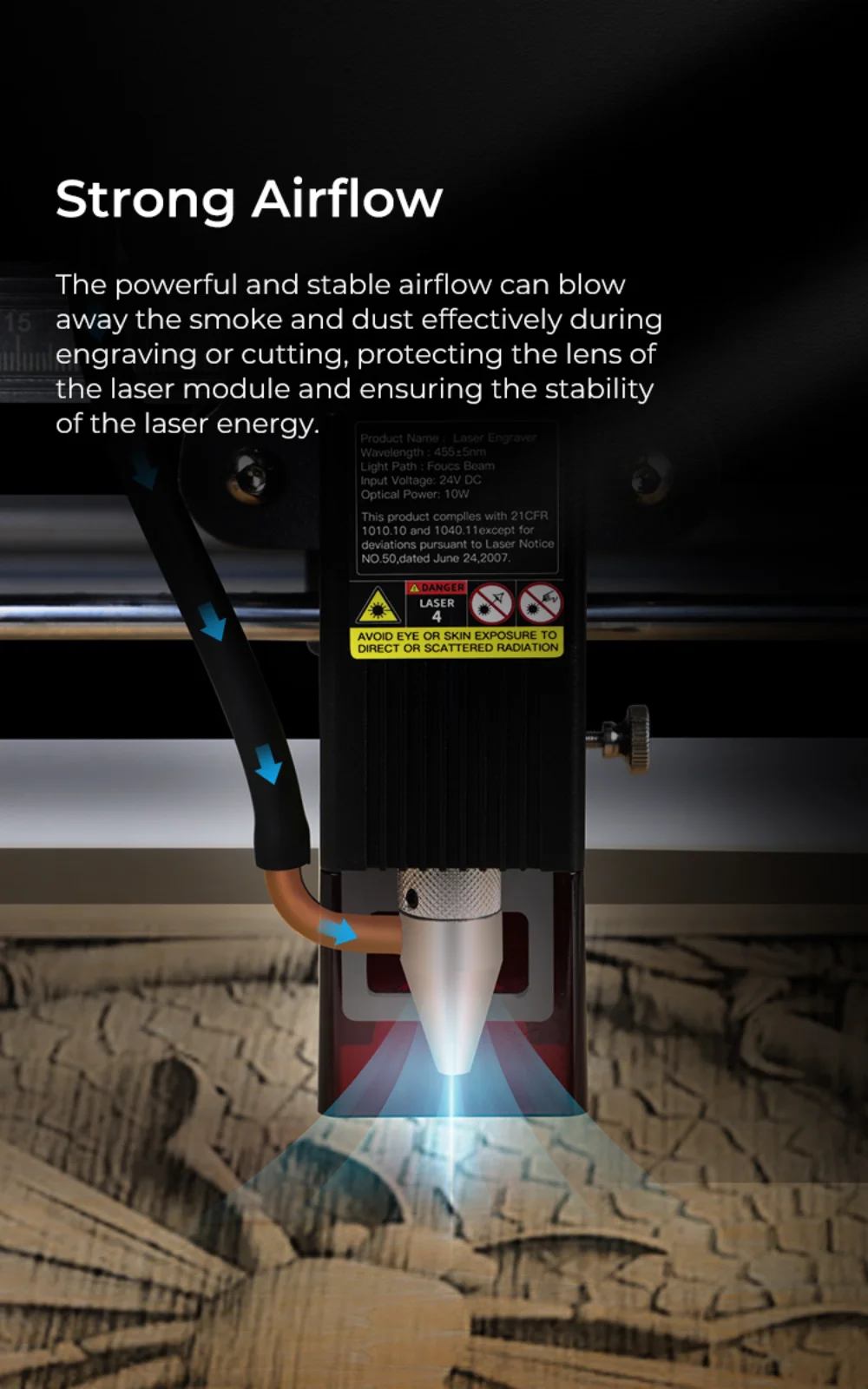 Description Picture 6 of itemCreality Official CR-Laser Falcon 10W Air Assist Kit Engraver Machine Upgrade Accessories Strong Airflow Reduce Soot Low Noise