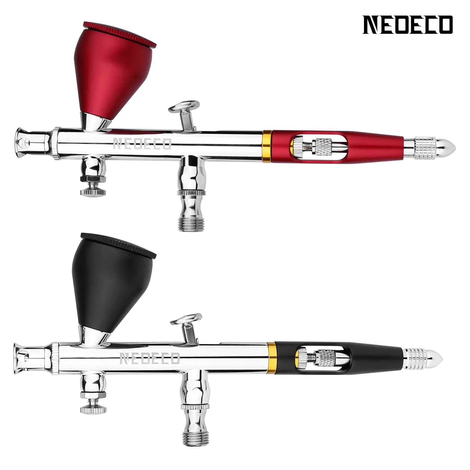 NEOECO NCT-SJ83 Dual Action Airbrush 9cc 1/3 oz Fluid Cups Quick Remove Air brush Cap Design Gravity Feed Set for Model Cake Art