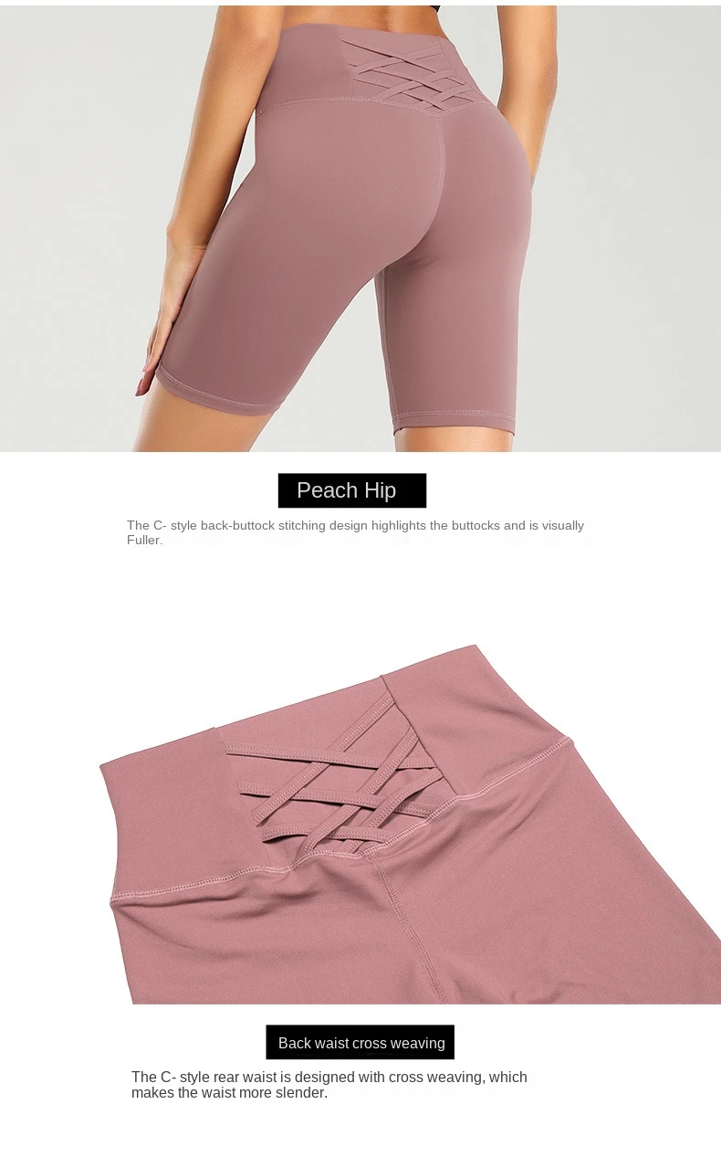 Description Picture 4 of itemFitness Sports Short Leggings Women Summer Solid High Waist Yoga Shorts with Pockets Girls Gym Workout Tights Cycling Sweetpants