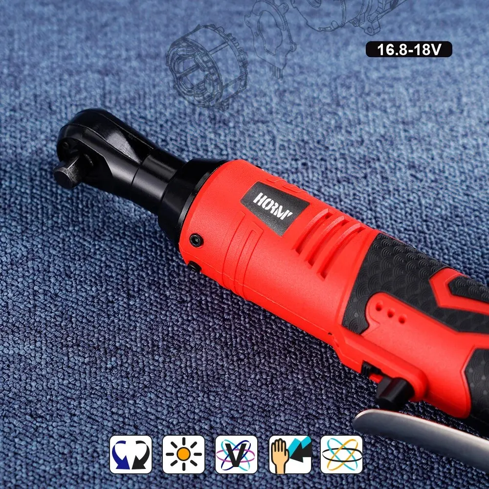 Description Picture 2 of itemHormy 3/8 Inch Cordless Electric Wrench 65Nm Right Angle Ratchet Wrenches 18V Rechargeable Car Repair Tool Set Angle Wrench
