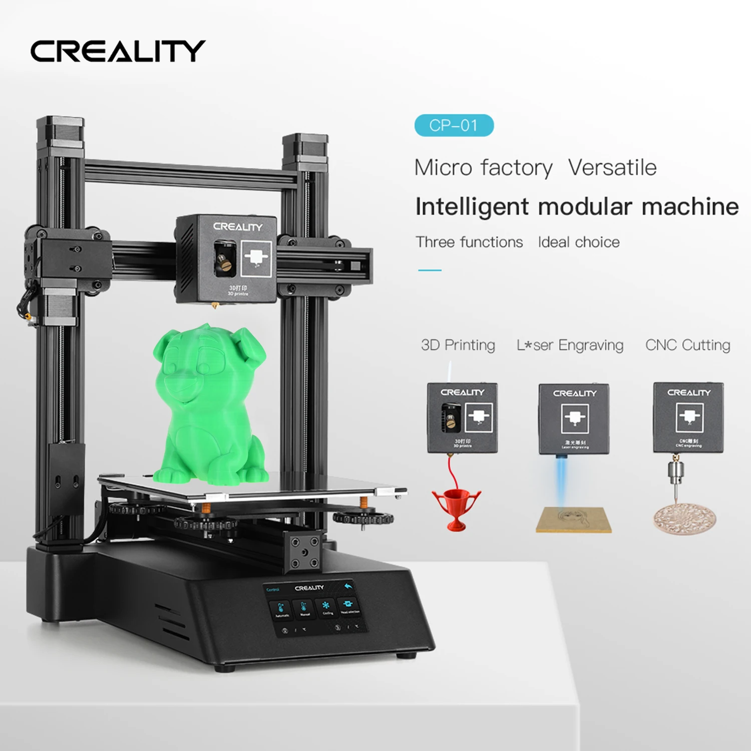 3D Printer 200*200*200mm Build Volume Creality 3D CP-01 3 in 1 4.3 Inch Touchscreen Multifunction Engraving Machine CNC Milling