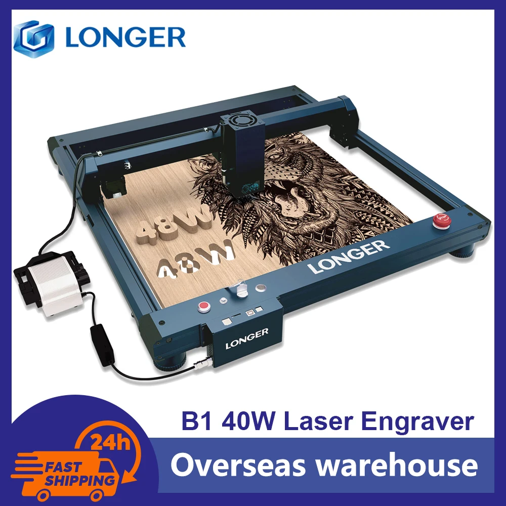 LONGER Laser B1 40W Laser Engraver with Smart Air-Assist System High Speed Engraving and 450x440 Work Area Support Multi-Color