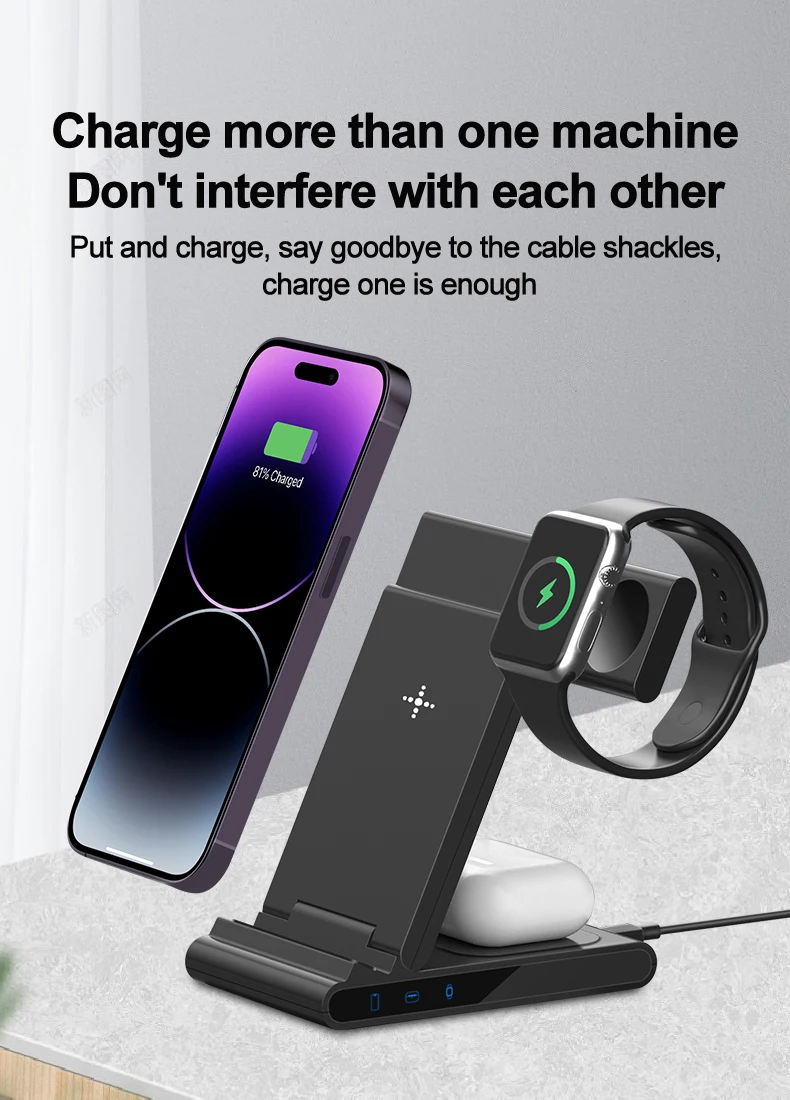 3 in 1 Wireless Chargers for iPhone 14 13 12 /Samsung s23 s22 AirPods 2 3 Pro Apple Watch 8 7 6 5 4 3 2 Qi Fast Charging Station