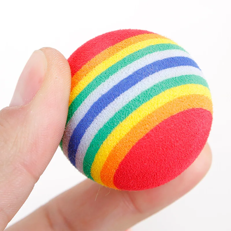 Description Picture 4 of itemRainbow EVA Cat Toys Ball Interactive Cat Dog Play Chewing Rattle Scratch EVA Ball Training Balls Pet Toys Supplies Pet Products