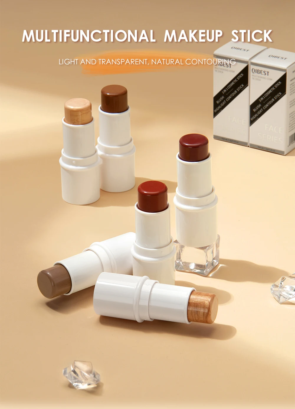 Description Picture 2 of itemQIBEST Highlighter Makeup Glitter Contouring Bronzer For Face  Blush Sticks Shimmer Powder Texture Illuminator Women Cosmetics