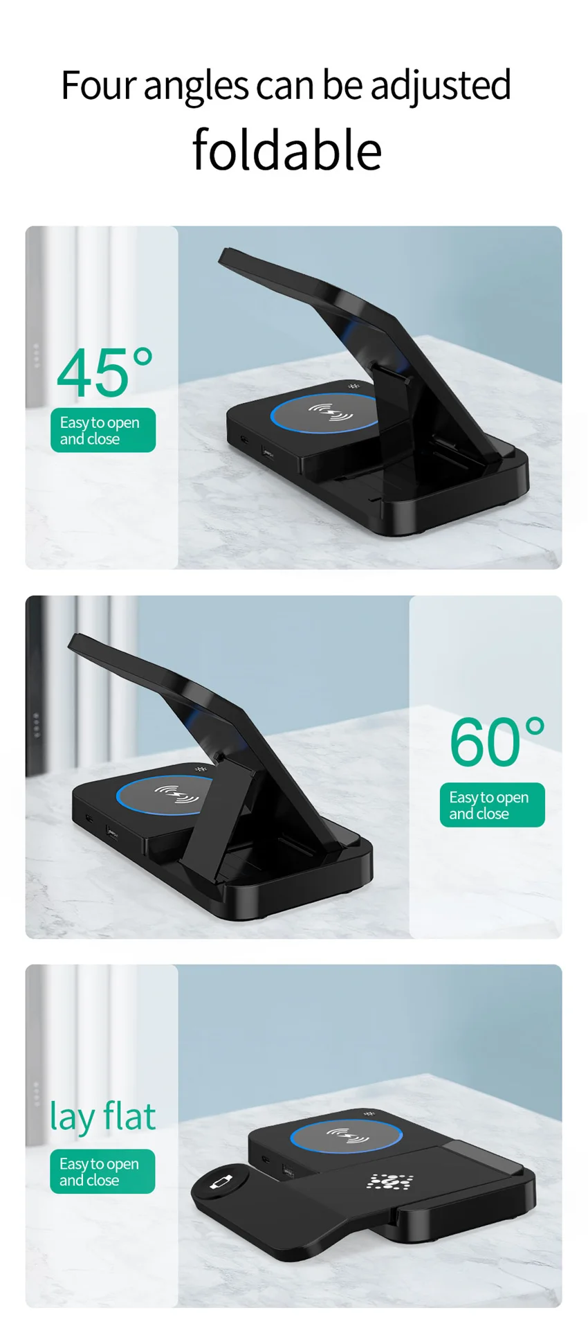 Description Picture 3 of item4 in 1 Wireless Charger Stand For IPhone 14 13 12 11 X 8 Apple Samsung Watch Airpods Pro IWatch 8 7 Fast Charging Dock Station