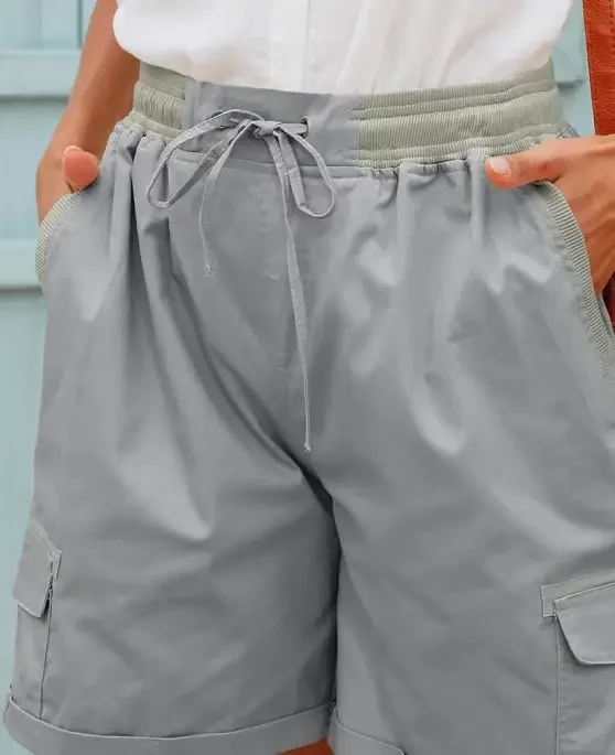 Description Picture 4 of itemHigh Waist Ladies Overalls Casual Pants Cotton and Linen Shorts Thin Loose Wide-leg Shorts for Women