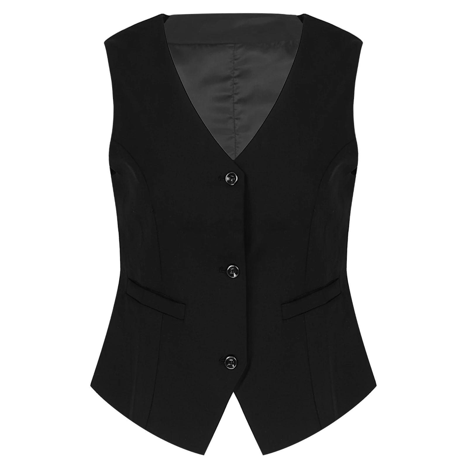 Description Picture 3 of itemWomen's Vests OL Style Formal Wear Button Down Sleeveless Vest Elegant Office Ladies Classic Suits Waistcoat Workwear Mujer