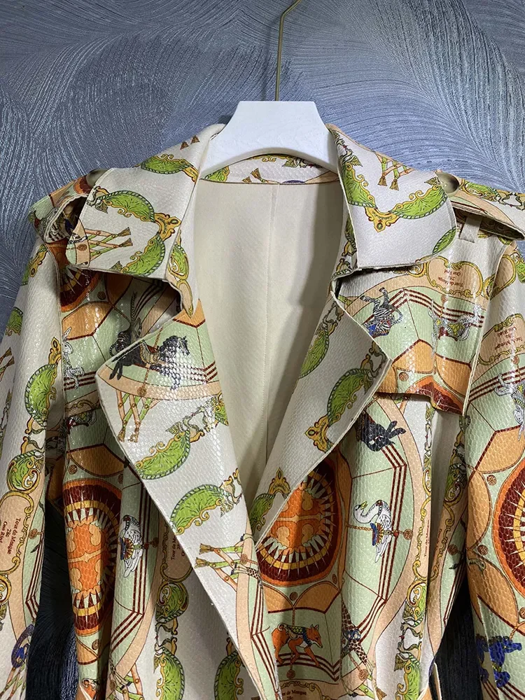 Description Picture 4 of itemSeifrmann 2023 Winter Women Fashion Runway Trench Coats Long Sleeve Belt Vintage Printed Loose Elegant Ladies Coats Overcoat