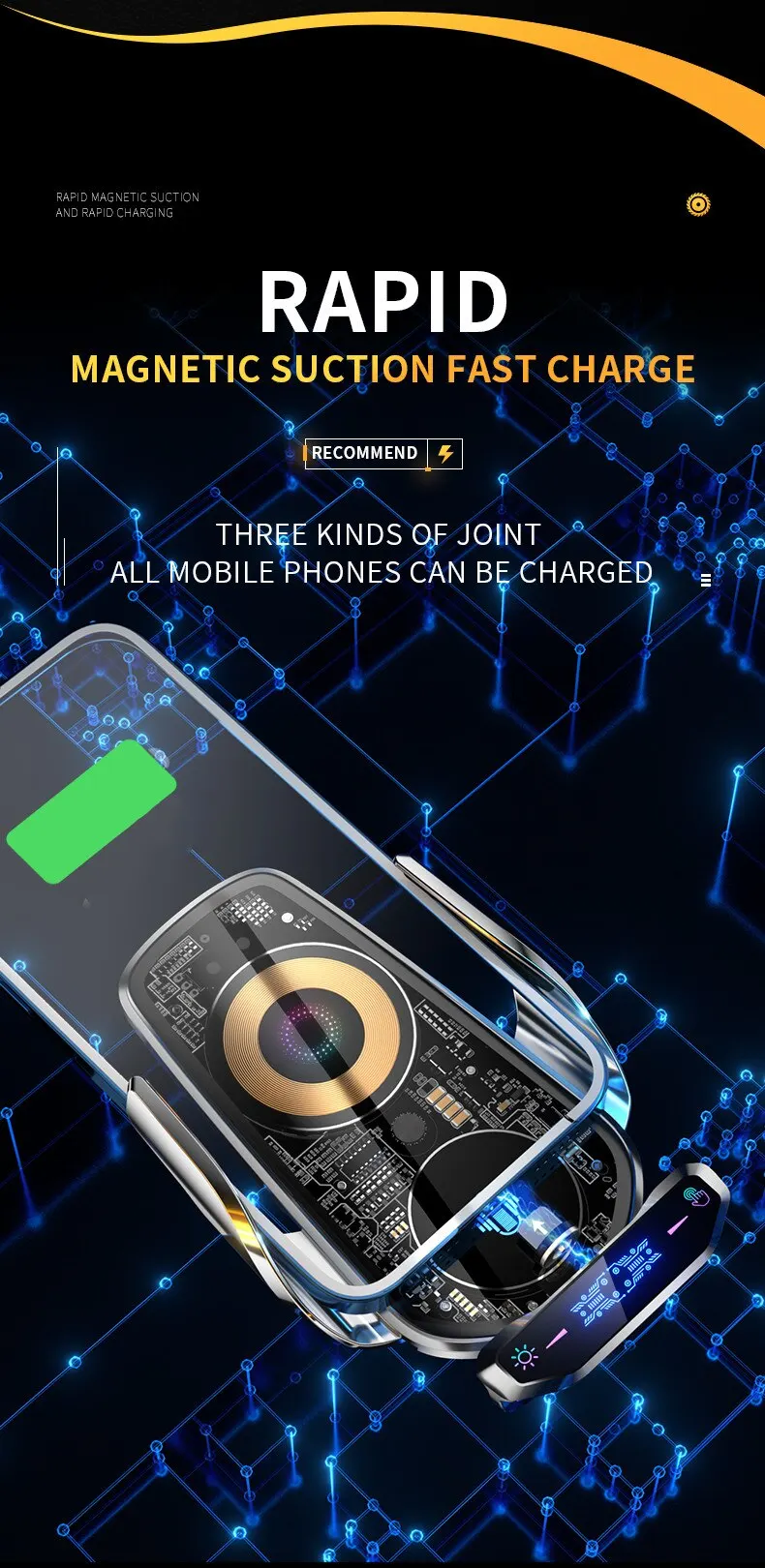 Description Picture 4 of itemCar Wireless Charger Phone Holder Mount 15W Fast Charging Station For iPhone Samsung Iconic Brand Auto Magnetic Wireless Car Chargers