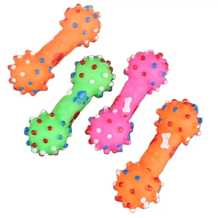 Description Picture 5 of item1pcs Pet Chew Toys Pet Tpr Set Interactive Playing Funny Molar Dumbbell Polka Dot Squeaky Toy Rubber Dumbbell Chewing Funny Toy