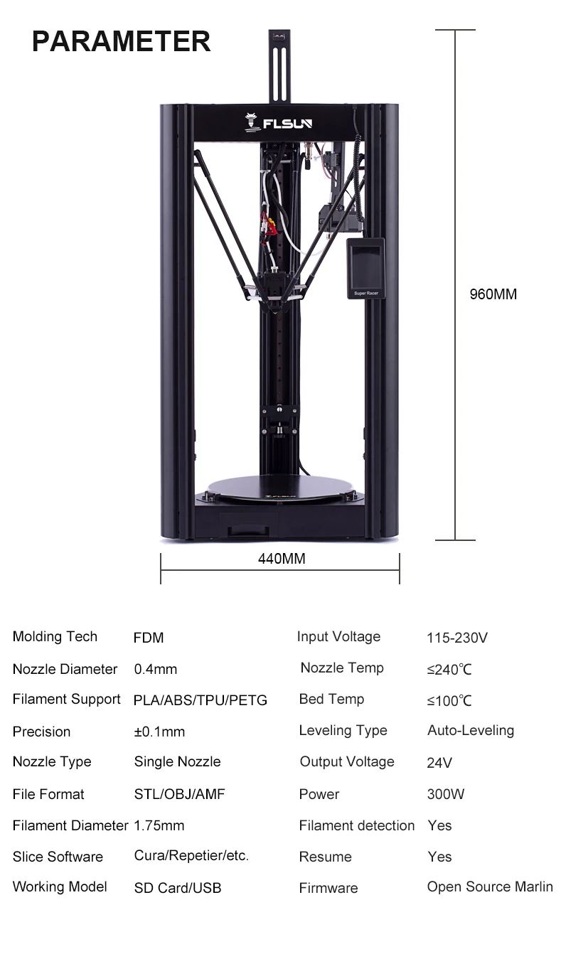 Description Picture 5 of itemFLSUN SuperRacer SR 3D Printer 200mm/s Auto-leveling TMC2209 Silent Driver Touch Screen 32-Bit Processor Linear Rail