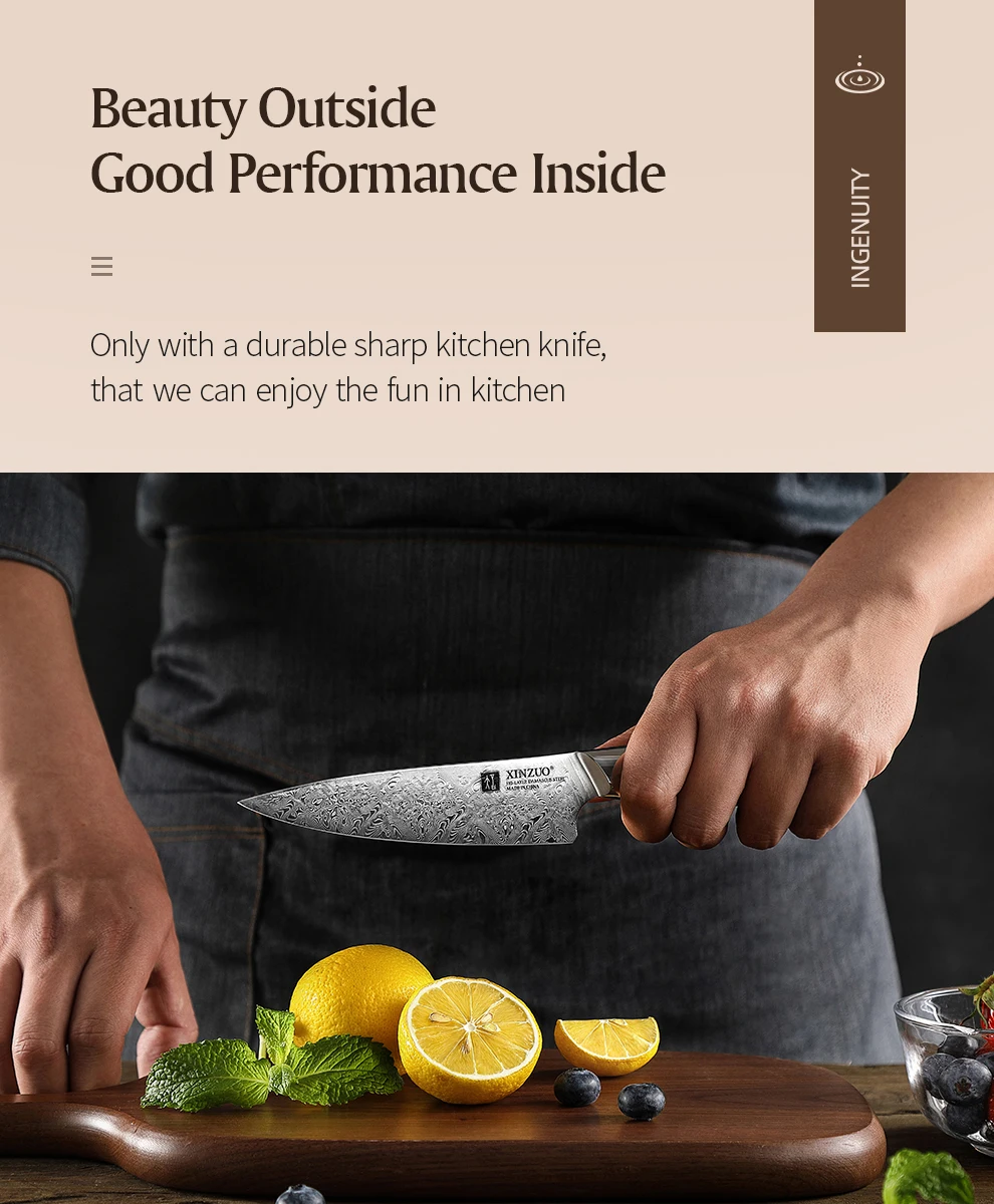 Description Picture 4 of itemXINZUO 1/2/3/5pcs Kitchen Knives Set 110 Layers Damascus Steel Perfect Sharp Blade Chef Bread Santoku Utility Paring Knife