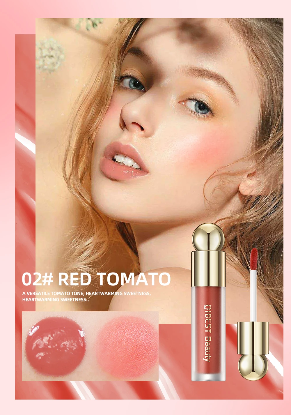 Description Picture 6 of itemQIBEST Liquid Cheek Blush Facial Nourishing Blush Stick Waterproof Multi-purpose Eyes&lips Makeup Blusher Cosmetics 5 Colors Set