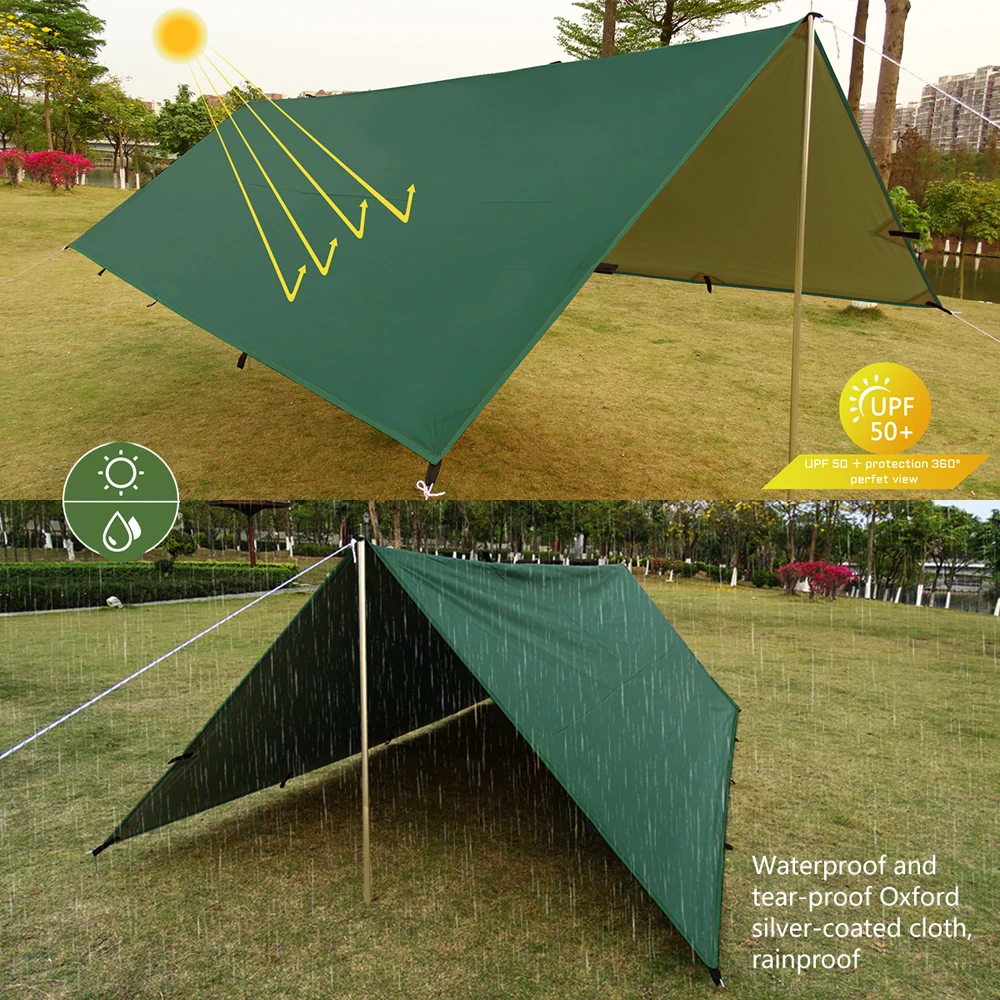 Description Picture 4 of item4x4m 4x3m 3x3m 19 Hang Points Tent Tarp Survival Sun Shelter Shade Canopy Outdoor Backpacking Waterproof Camping Awning SunShade