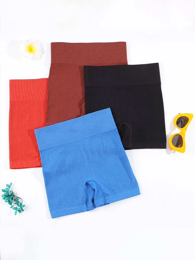 Description Picture 6 of itemSVOKOR Women Rib Shorts Butt Lift Workout Tights Seamless Biker Shorts Elastic Slim Naked Feeling Push Up Pants Gym Wear