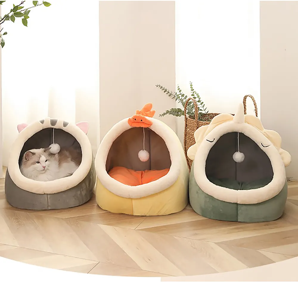 Description Picture 2 of itemDeep Sleep Cat Bed Warm Pet Basket Cozy Cat House Kitten Lounger Cushion Cat Nesk Tent Very Soft Small Dog Mat Bag Cave Cats Bed