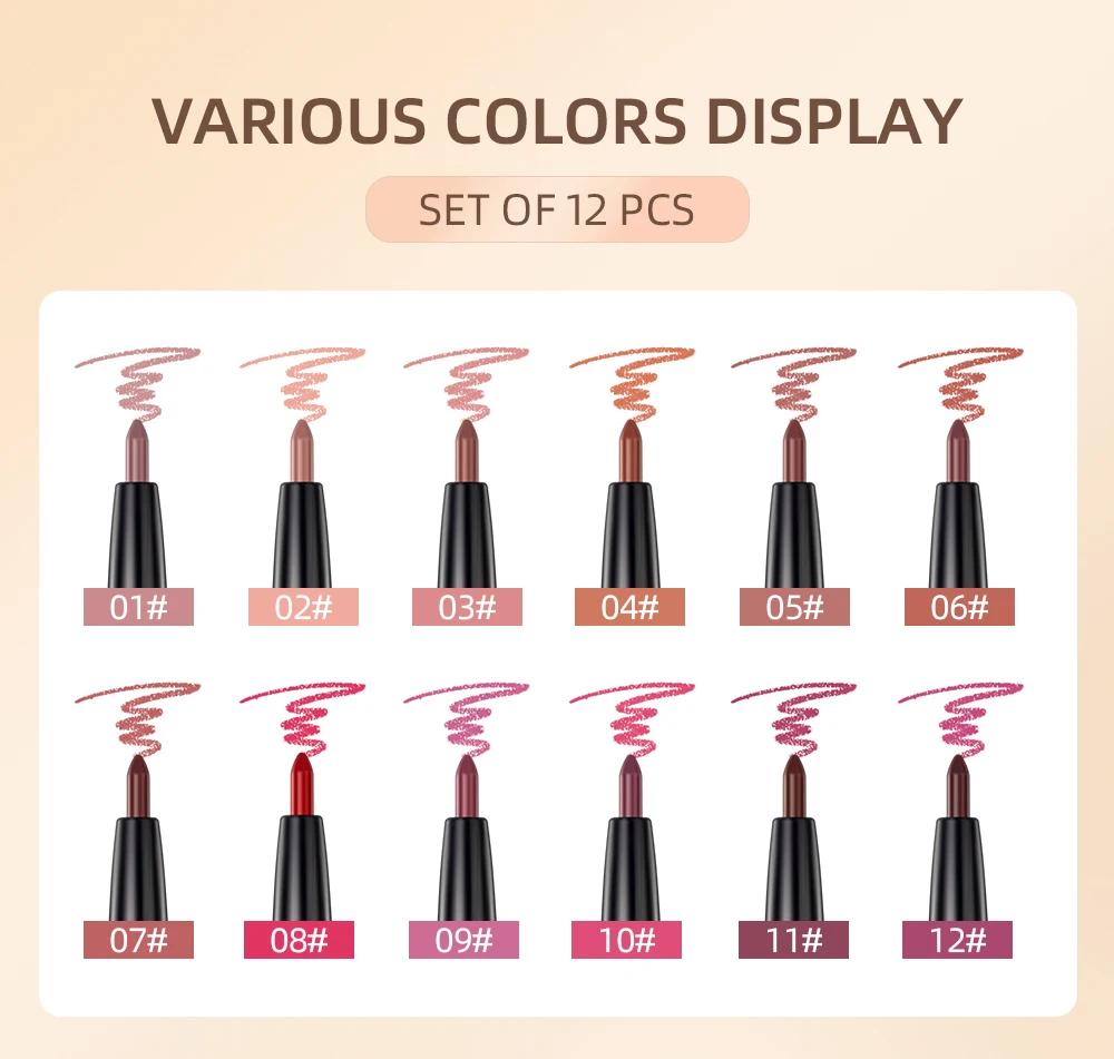 Description Picture 3 of item12pcs/set Lip Liner Pencil Waterproof Long Lasting Lipstick Matte Nude Contour Lipliner Pencil Lipstick Pen Lip Tint Cosmetics