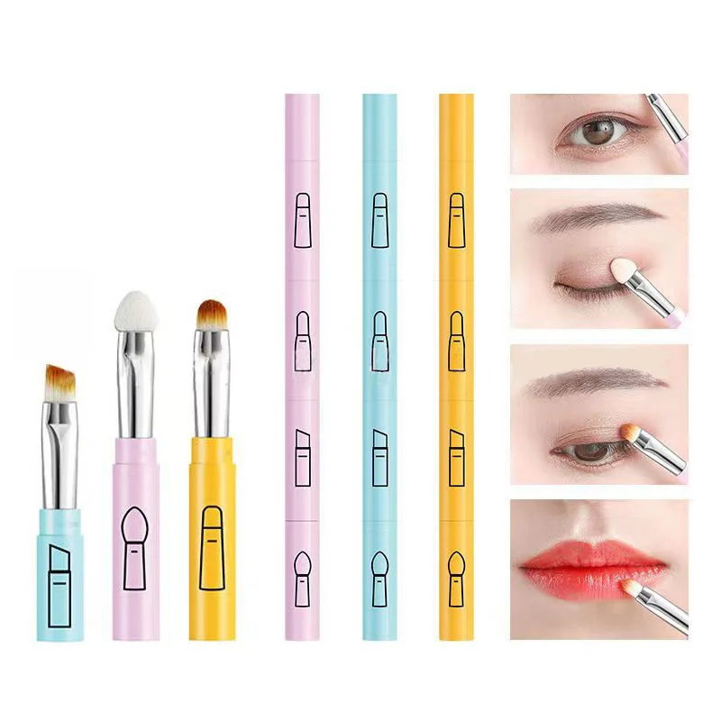 Description Picture 3 of item4 IN 1 Multifunctional Makeup Brushes Set Makeup Gadget Detachable Lip Eyeshadow Brush Sponge Eyeshadow Brush for Home Travel