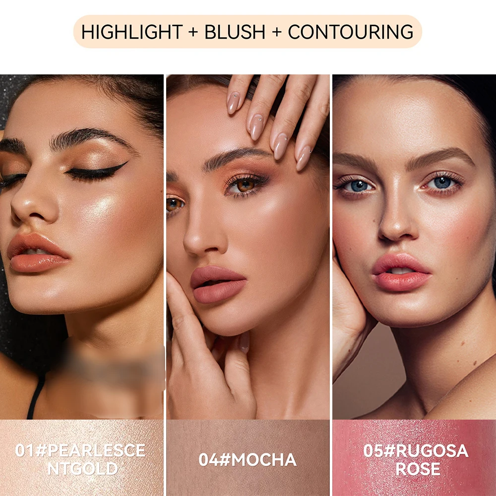 Face Highlighter Bronzer Cream Waterproof Long Lasting Brighten Facial Brightening Nose Shadow Foundation Face Makeup Cosmetics