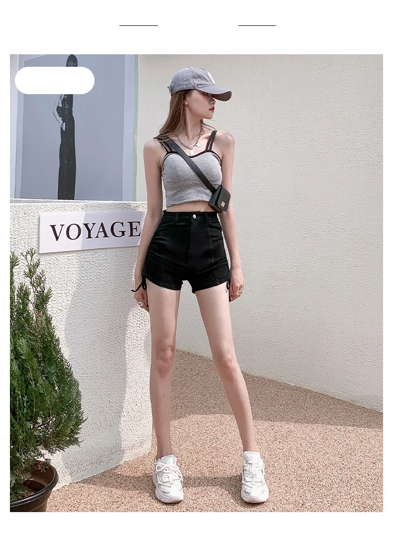 Description Picture 5 of itemSexy Hot High Waist Short Pants Women's Vintage Clothing Summer Korean Jean Denim Shorts Female Elastic Wide Leg Casual Fashion