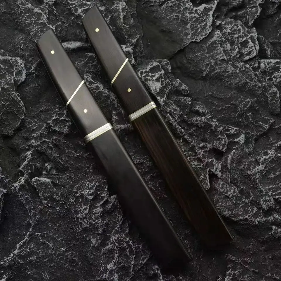 Description Picture 4 of item1pc Sharp Damascus Steel Outdoor Straight Knife,Portable EDC Camping Pocket Knife with Scabbard,Suitable for Outdoor, Hiking Use