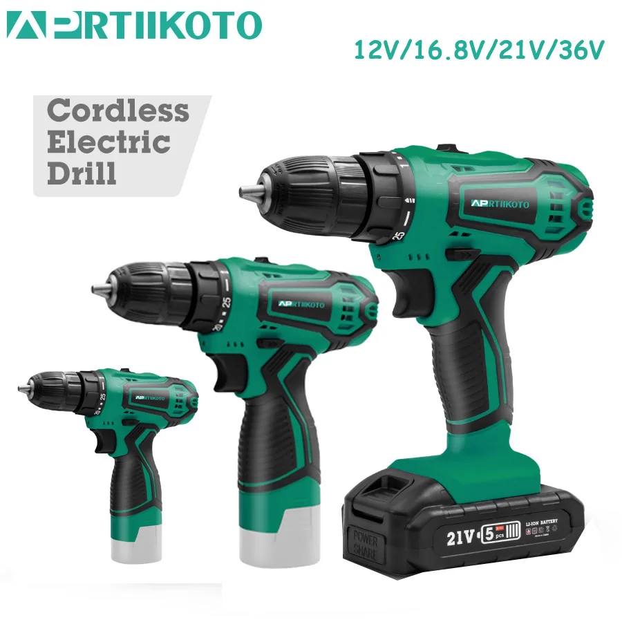 Description Picture 2 of itemAPRTIIKOTO Cordless Drill 12VF 16.8VF 21VF 36VF Electric Screwdriver Mini Cordless Power Driver DC Lithium Lon Battery 3/8