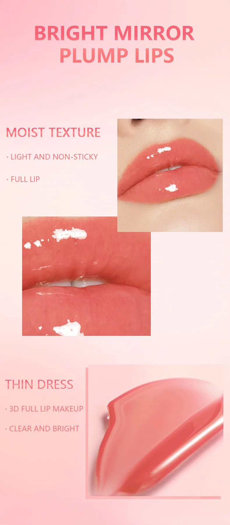 Description Picture 3 of itemSexy Orange Mirror Pearl Lip Gloss Waterproof Long Lasting Moisturizing Lipstick Shine Glitter Lip Gloss Women Makeup Cosmetic