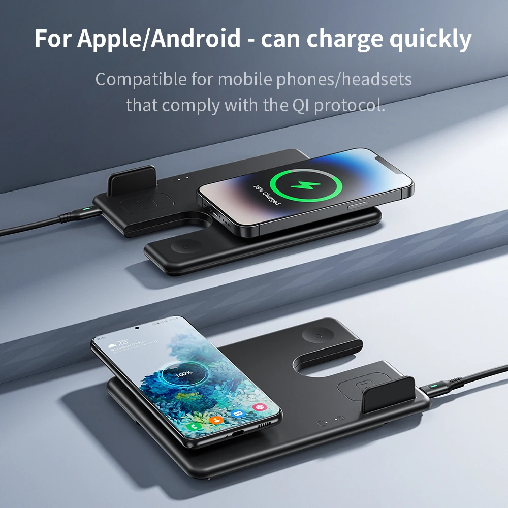 Description Picture 5 of itemHOCO 3-in-1 Qi Magnetic Wireless Charger For iPhone 14 13 12 Pro Max Wireless Charging Station For Apple Watch 1-8 SE/SE2 Ultra