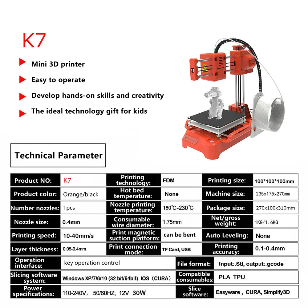 3D Printer Mini Metal Desktop Printer Children Education DIY Designer Model Intelligent Printing Small Impresora Kid 3D Printer