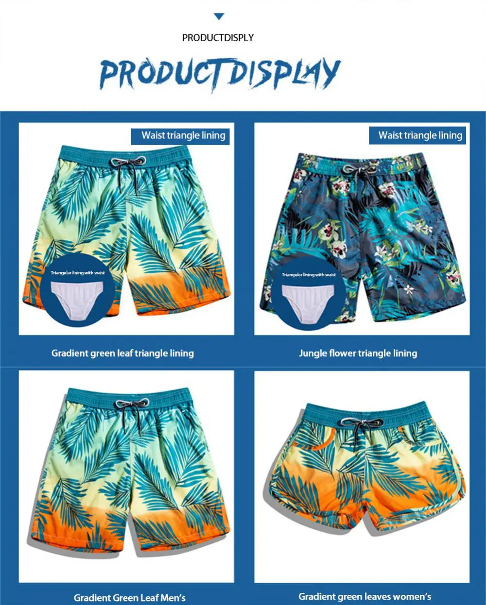 Description Picture 6 of itemMatching Couple Swimsuit Swimming Shorts Men Swimwear Women Bermuda Surf Trunks Boardshort Summer Quick Dry Beach Swiming Shorts