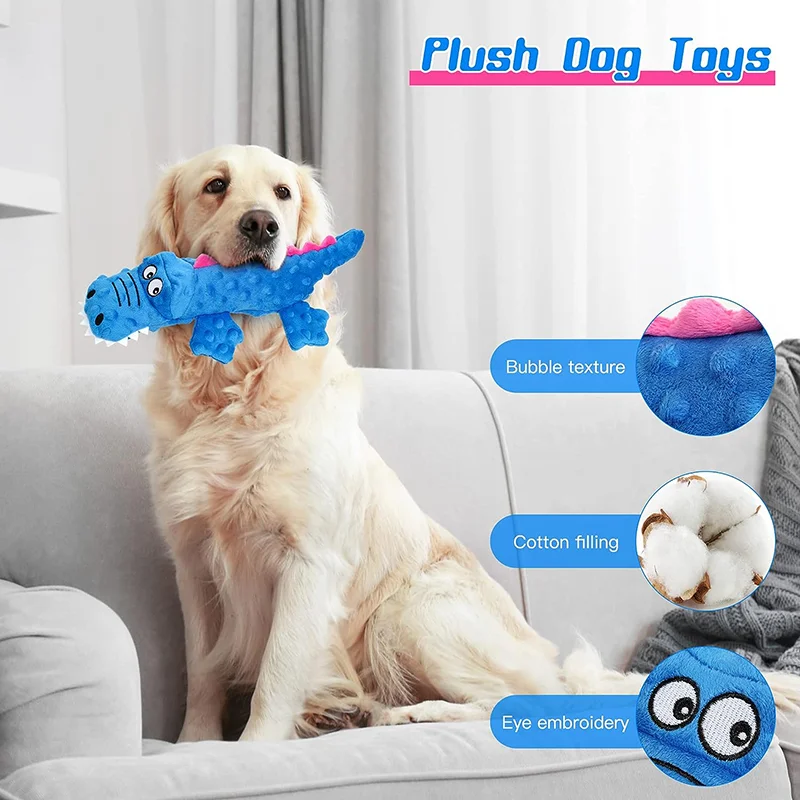 Description Picture 6 of itemNew Dog Squeaky Toys Crocodile Shapes Durable Dog Chew Toys with Crinkle Paper Dog Toy for Medium Breed Plush Dog Toy