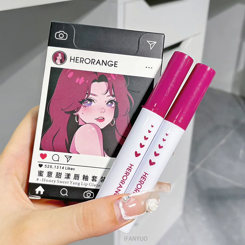 Description Picture 2 of item5Pcs Boy/Girl Lip Gloss Set Red Tint Makeup Long Lasting Matte & Mirror Cigarette Lip Glaze Waterproof Lipstick Kit Cosmetic