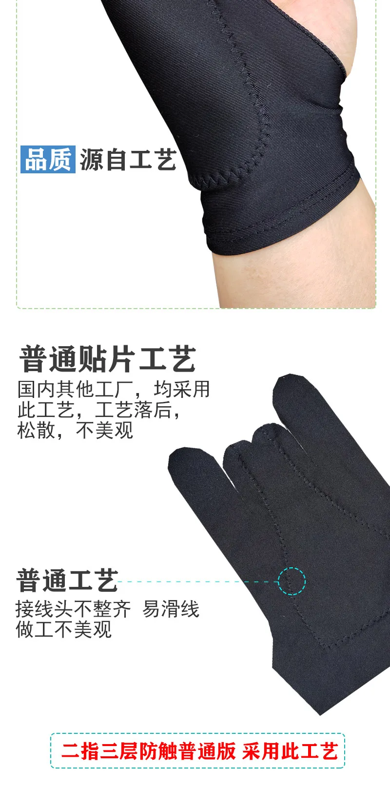 Description Picture 5 of itemAnti-touch Two-Finger Hand Painting Gloves For Tablet Digital Board Screen Touch Drawing Anti-fouling Oil Painting Art Supplies