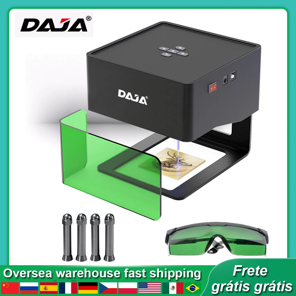 DAJA  DJ6 Laser Engraver CNC DIY Laser Marking Machine 3000mw Fast Mini Logo Mark Printer Cutter Woodworking Wood Plastic Bamboo