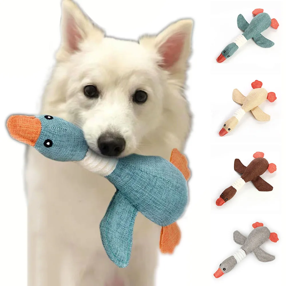 Pet Dog Toys for Aggressive Chewers Indestructible Dog Chew Toys Simulated Linen Squeaky Wild Goose for Large Small Medium Dogs
