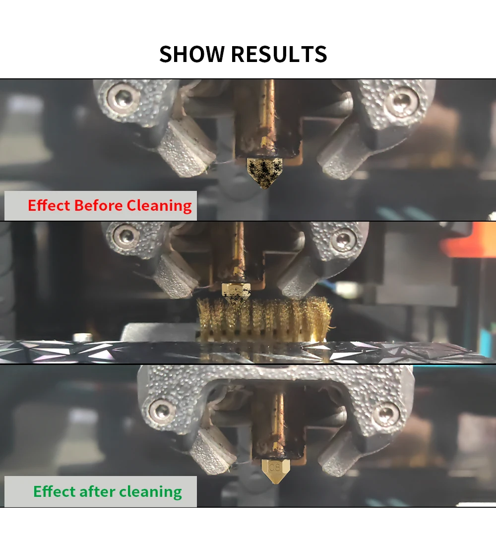 Description Picture 6 of itemVoron Cleaner Brush Tool Copper Wire Toothbrush Copper Brush Handle for Nozzle Heater Block Heat Bed Hotend Cleaning 3D Printer