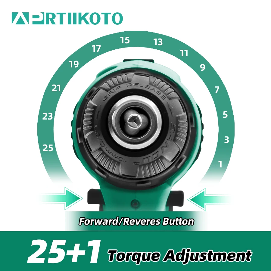 Description Picture 4 of itemAPRTIIKOTO Cordless Drill 12VF 16.8VF 21VF 36VF Electric Screwdriver Mini Cordless Power Driver DC Lithium Lon Battery 3/8