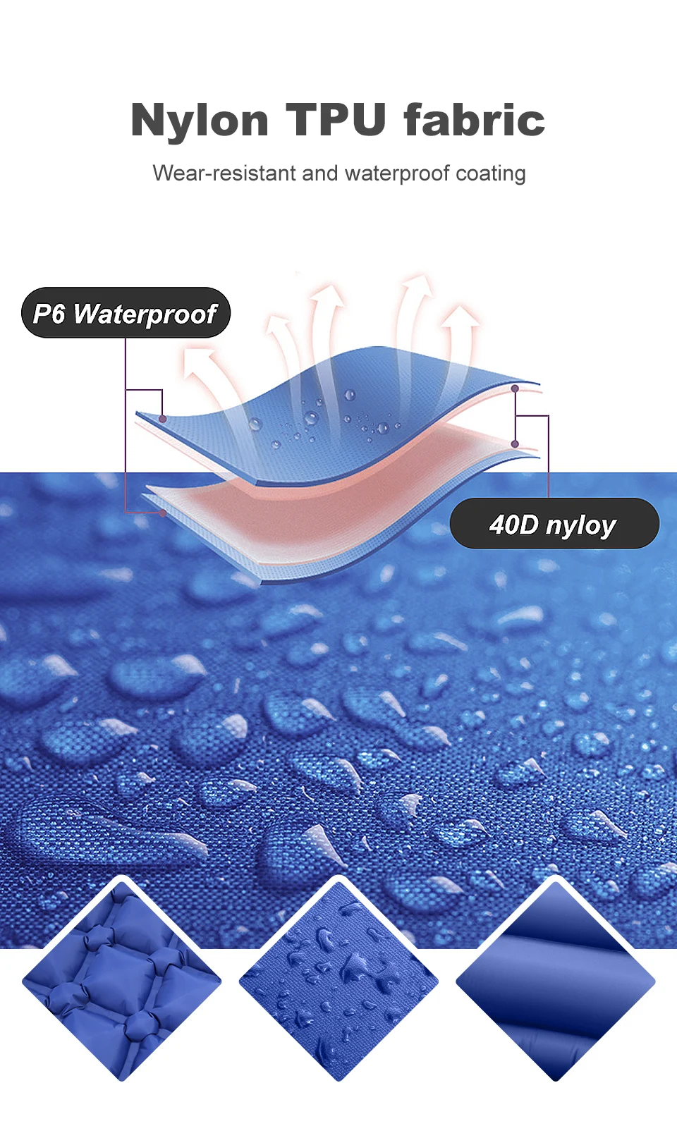 Description Picture 3 of itemPACOONE Outdoor Camping Sleeping Pad Folding Sleep Mat Beach  Inflat Mattress with Pillows Ultralight Air Mat Travel Hiking New