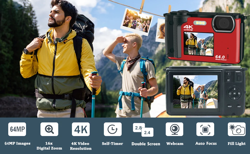 Description Picture 2 of itemBingQianQian16X Digital Zoom Ultra HD Camara Video Profesional 4K WIFI Camcorders Vlog External Lens