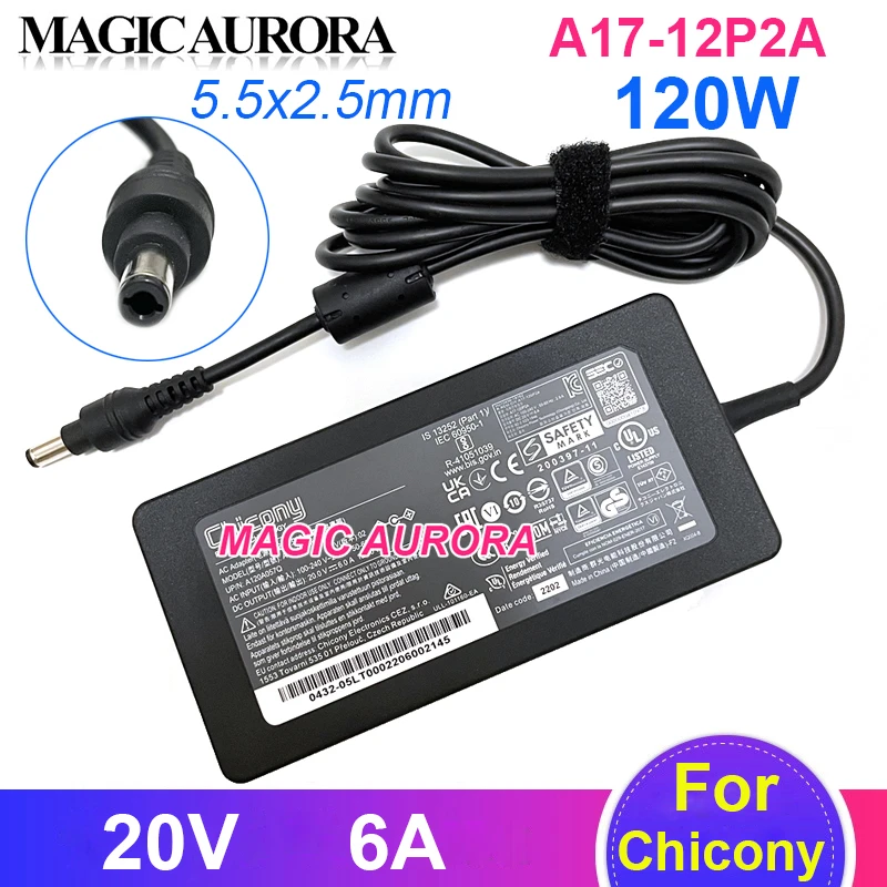Original Chicony A17-120P2A 120W Power Adapter 20V 6A 5.5x2.5mm For Inter NUC10 NUC13VYKi7 NUC13AN[x]i5 NUC13L3[x]i7 Mini Laptop