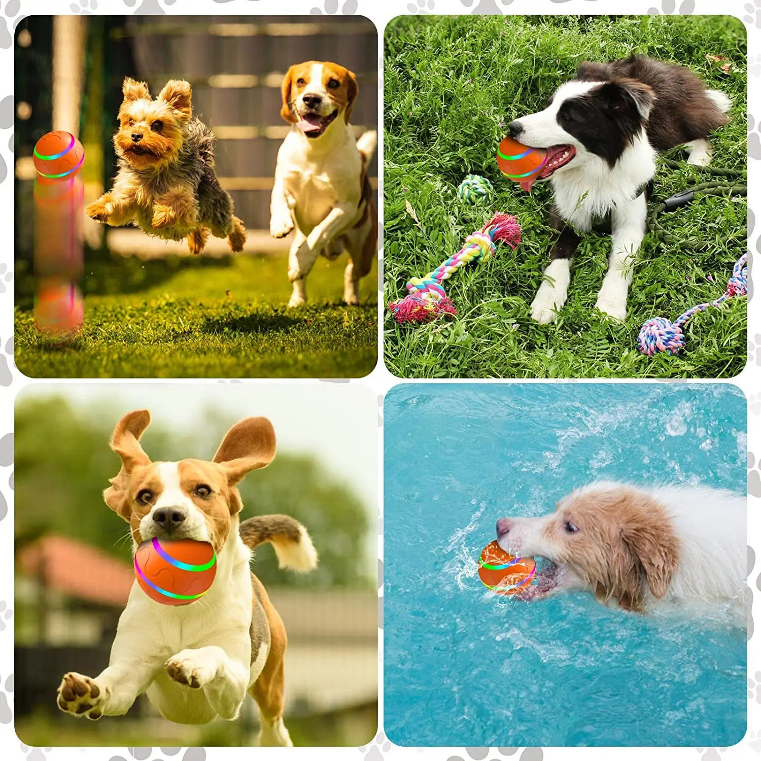 ATUBAN Interactive Dog Ball Toys,Active Rolling Ball for Indoor Dogs/Cats with Motion Activated,Moving Bouncing Ball pet Toys