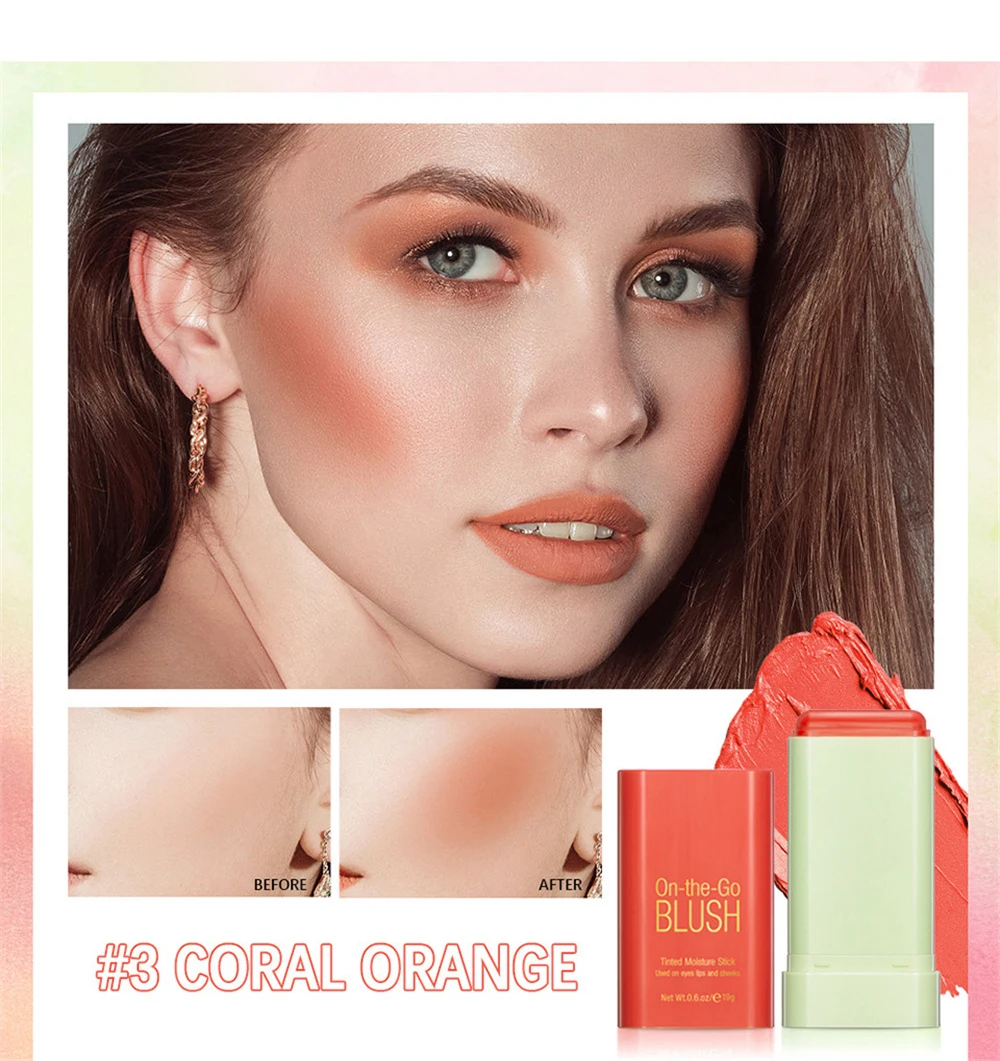 Description Picture 5 of itemMulti-function Blush Stick Natural Cheek Face Rouge Blusher Cream Lasting High Color Rendering Brightening Skin Tone Waterproof