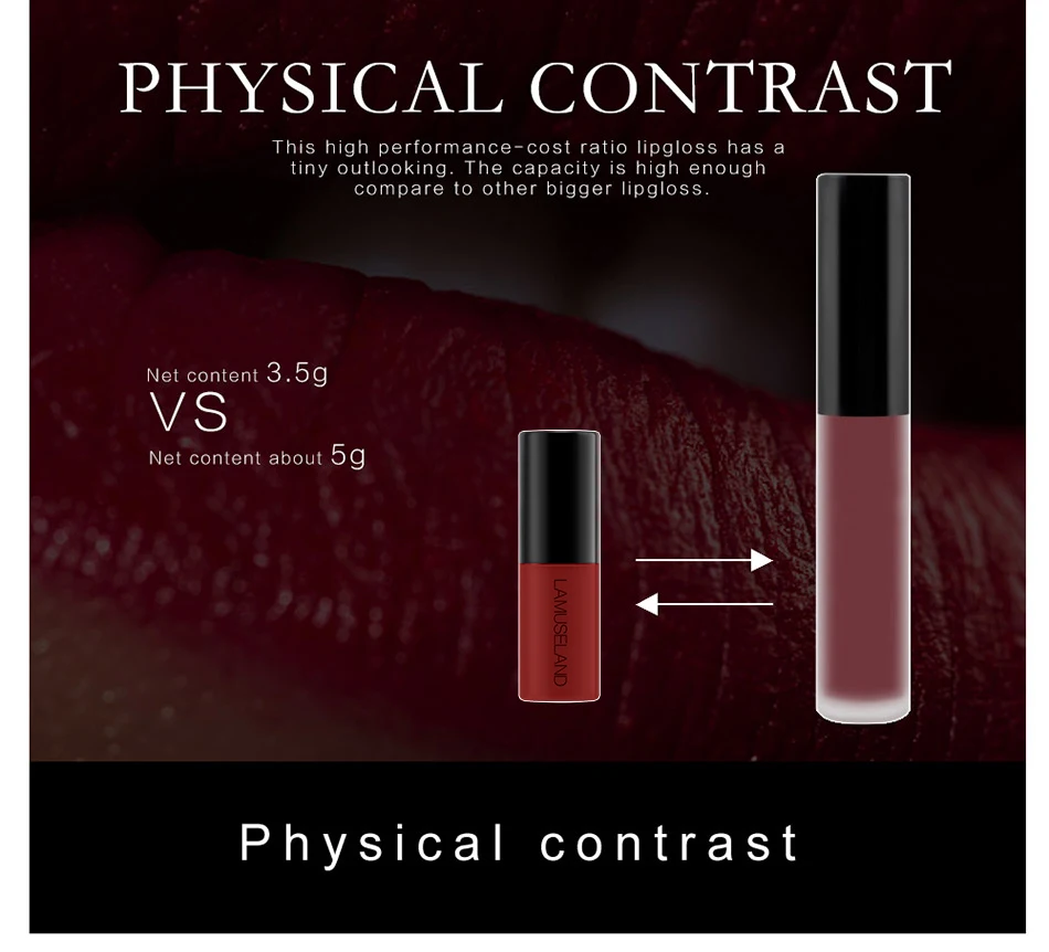 Description Picture 3 of itemLip Gloss Waterproof Long-Lasting Matte Mini Liquid Lipstick Easy To Carry 12 Colors Lip Gloss 3.5g Lips Makeup